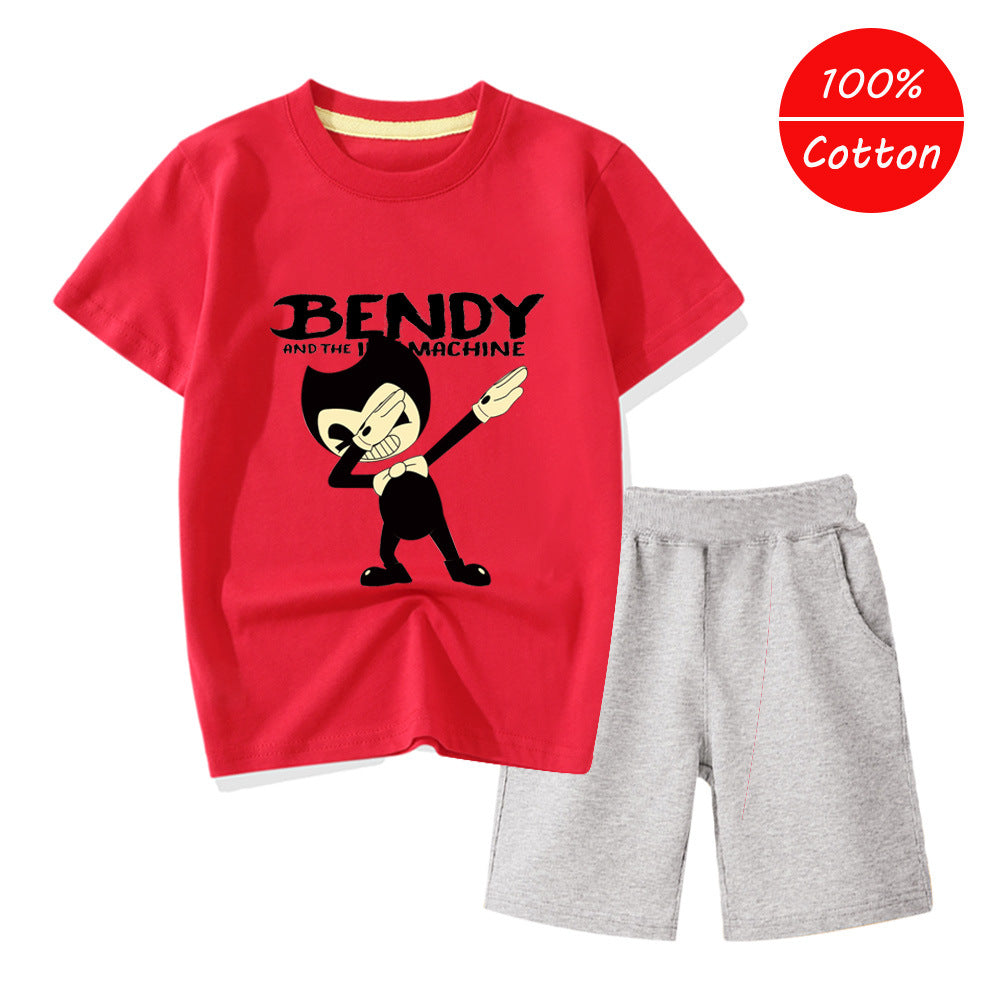 Kids Bendy and The Ink Machine Casual Cotton T-shirt and Shorts - mihoodie
