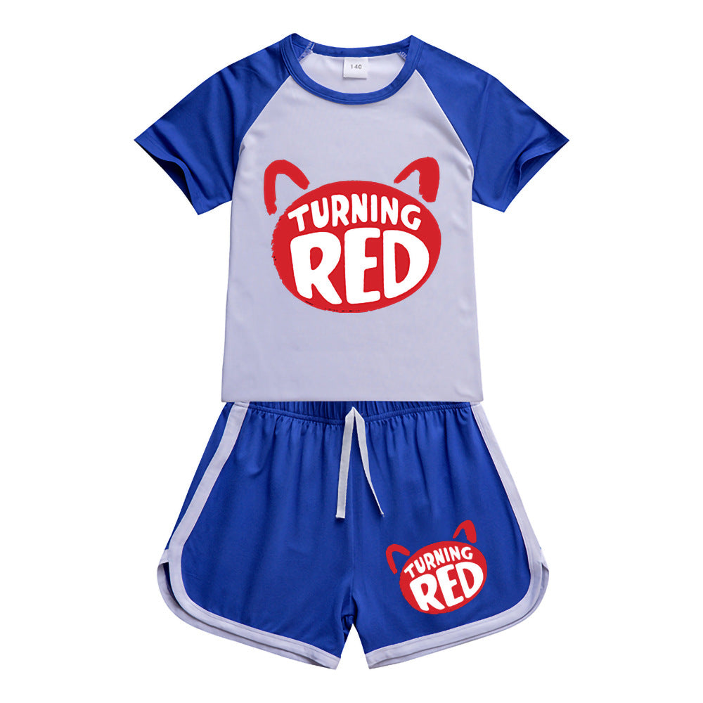 Kids Turning Red Sportswear Outfits T-Shirt Shorts Sets - mihoodie