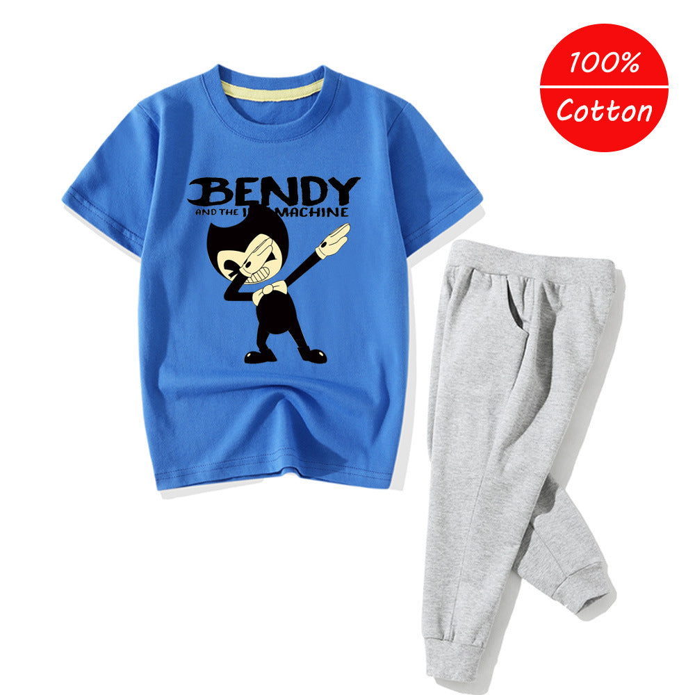 Kids Bendy and The Ink Machine Casual Cotton T-shirt and Shorts - mihoodie