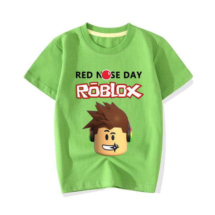 Kids Roblox Red Nose Day Casual Cotton T-shirt - mihoodie