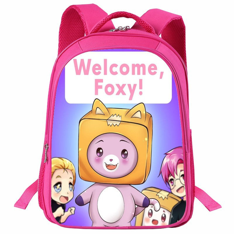 Girls Lankybox SchoolBag Pink Backpack 16" Book Bag - mihoodie
