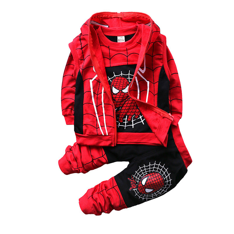 Kids Boys Spiderman Tracksuit Set  Jacket +shirt+pants 3pcs - mihoodie