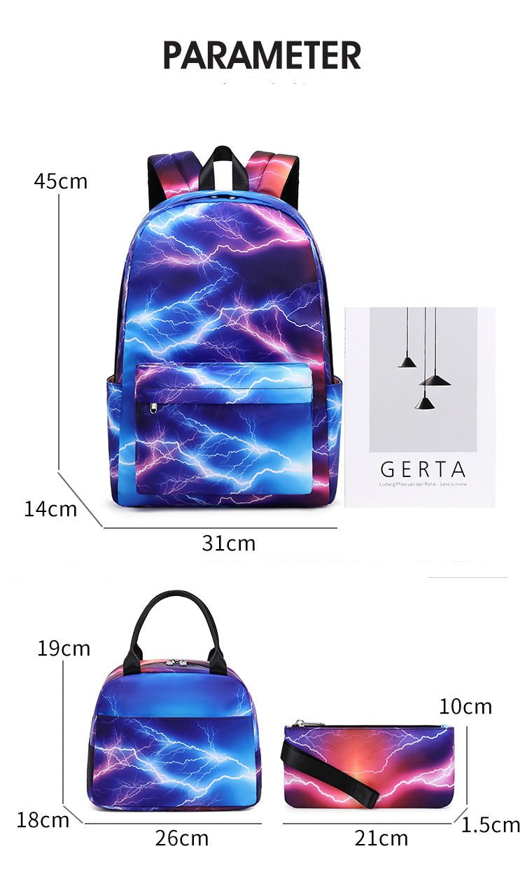 Abstract Electric Lightning  Backpack 3pcs