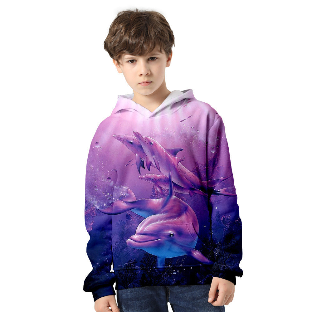 Kids　Dolphins　3d Printed Hoodie Cute Sweatshirt - mihoodie