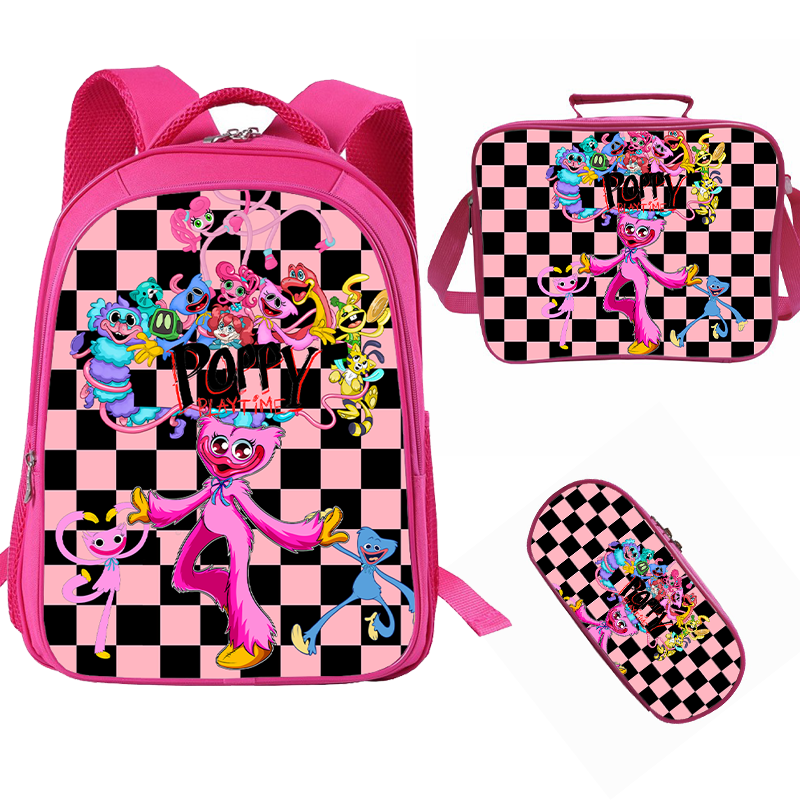 Pink Poppy Playtime Girls Backpack Lunch bag Pencil case - nfgoods