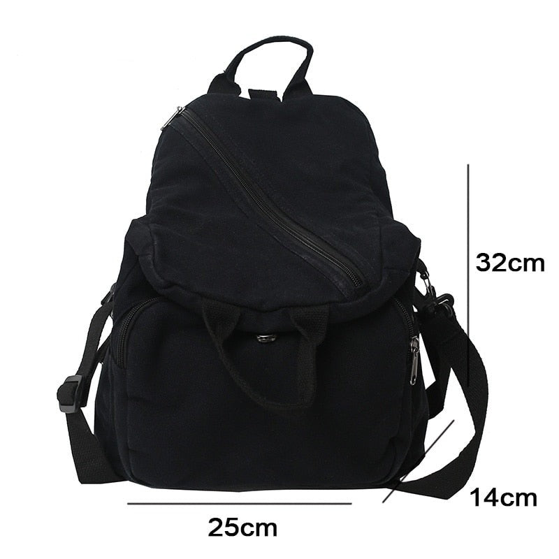 Jsvery 2022 New Arrival Fashion Canvas Backpack Unisex Solid Color SchoolBag Women Casual Shoulder Bag Female Multifunction Travel Women Backpack - mihoodie