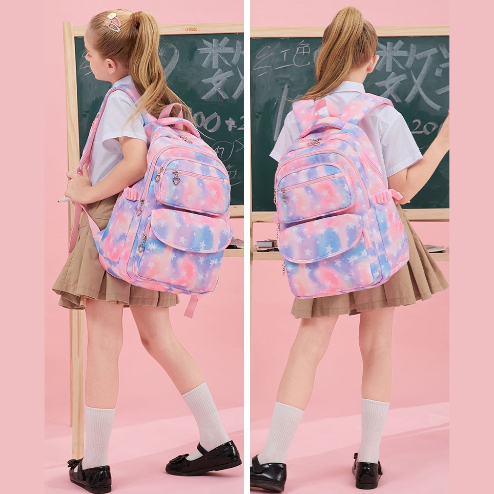Fun Star Printing Backpack Bookbag for Primary/Middle School Durable Waterproof Daypack Top Level - mihoodie