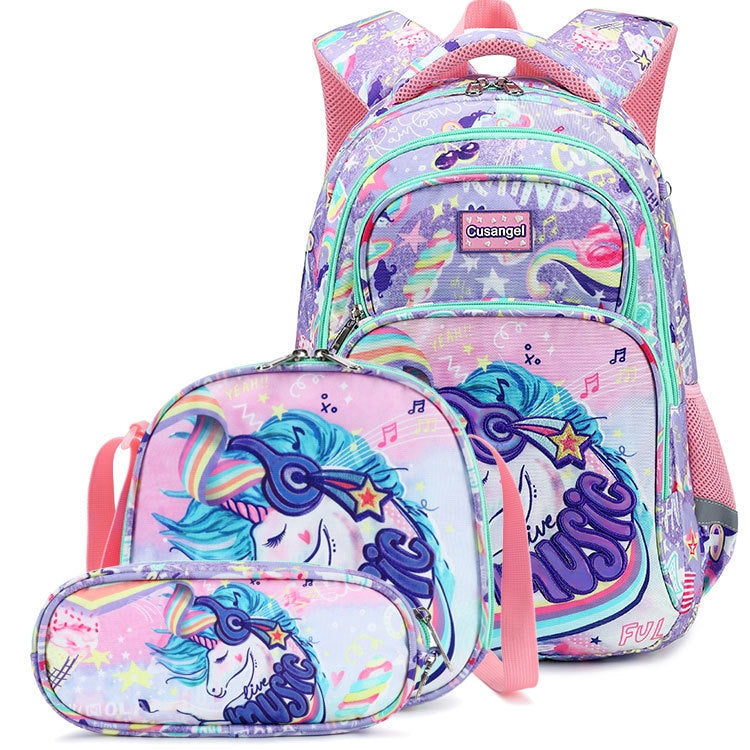 Unique Unicorn & Dinosaur Backpack for Primary School Boys Girls Cute Durable Oxford Bookbag with Shoulder Bag Pencil Case - mihoodie