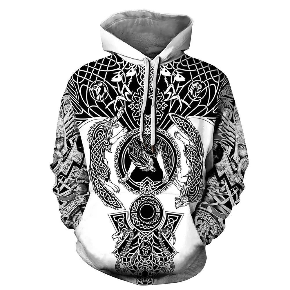 Viking warrior tattoo full printing hoodie - mihoodie