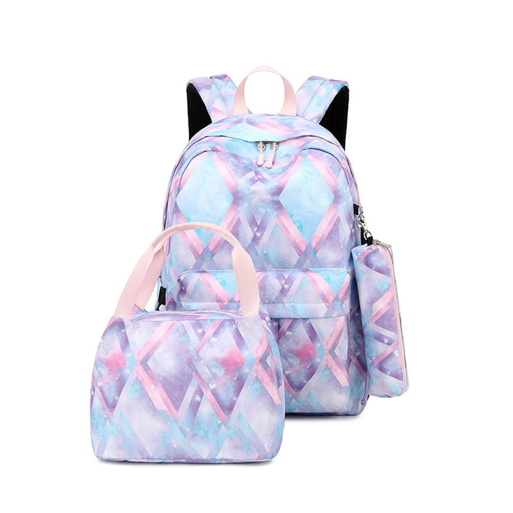 Fun Printing USB Backpack Set for Girls Cute Lightweight Bookbag Fits 14" Laptop Top Level - mihoodie