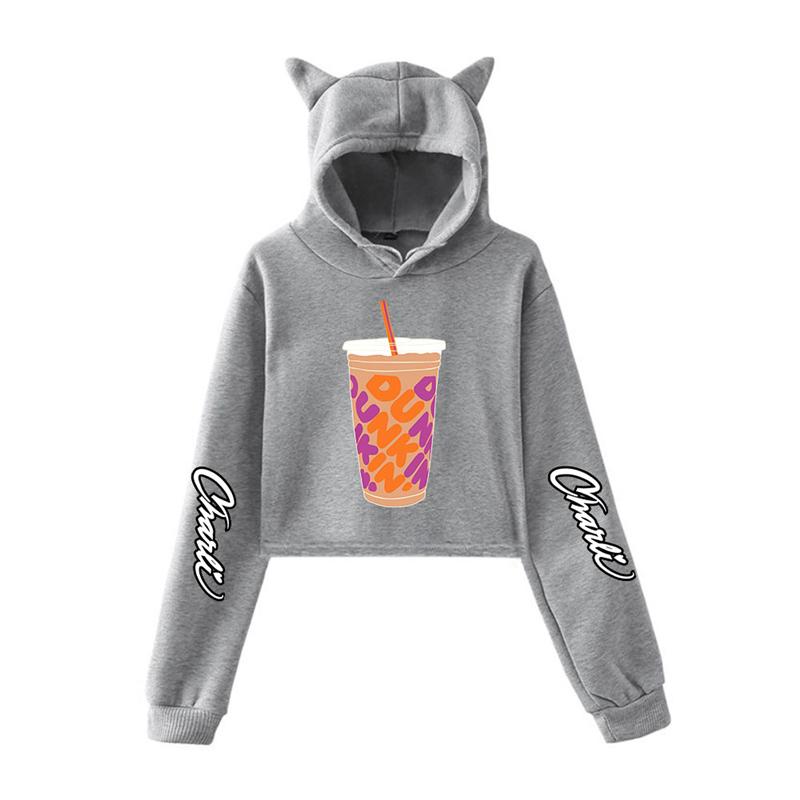 Charli D'Amelio Hoodie Clothes Midriff Cat Ear Fans Stylish Design Funky Custom Long Sleeve Sweater for Women - mihoodie