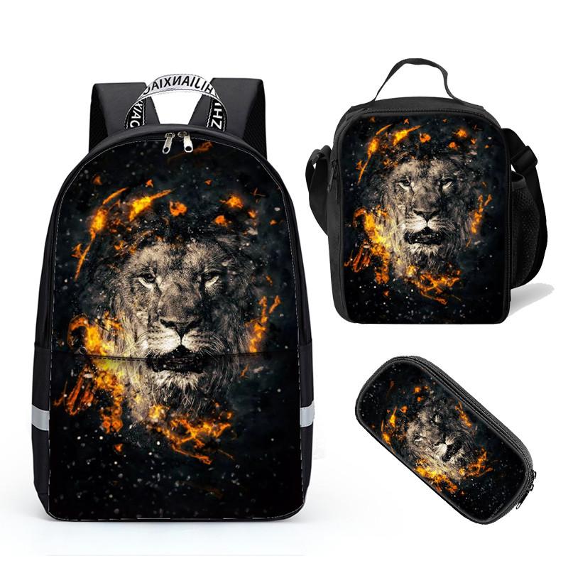 Hugs Idea Unique 3D Lion Pattern Childern's School Backpack - mihoodie