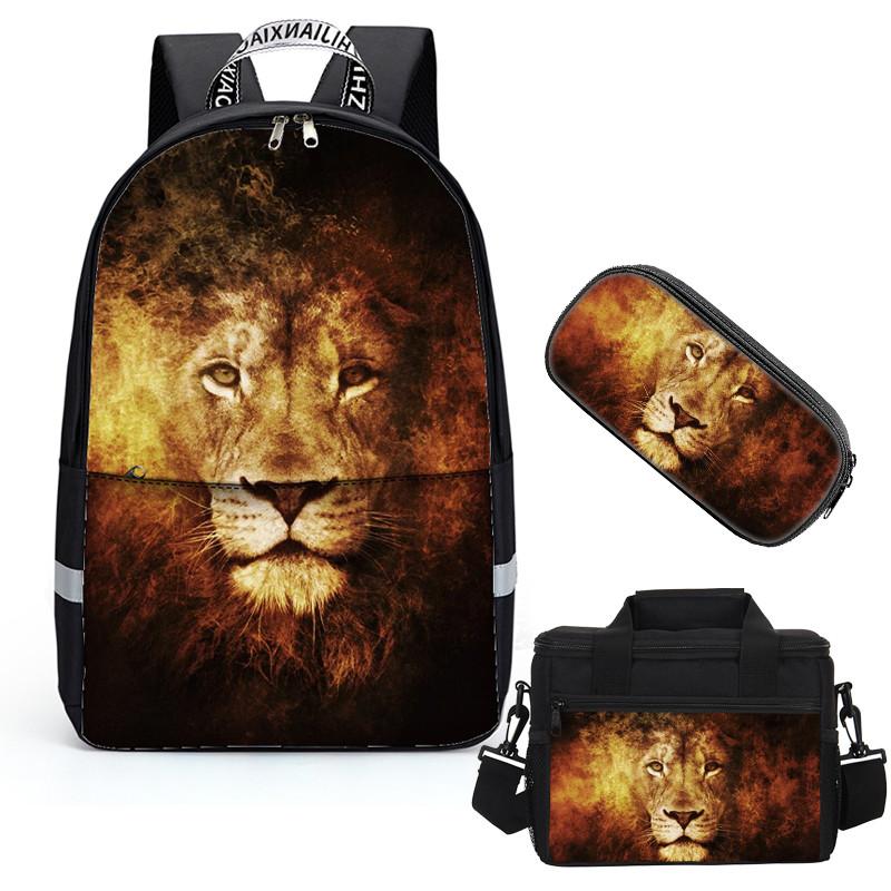 Vivid 3D Lion Kids Backpack School Children Book Bag Rucksack Lightweight Daypack  for Teen Boys and Girls - mihoodie