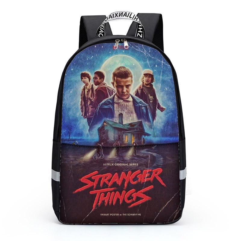 Casual Middle School Backpack 3D Stranger things Printed Book Bag 4-pieces Set For Teens Boys Girls - mihoodie
