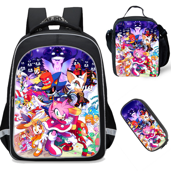 Boys Sonic Amy Rose School Bag Lunch Bag Pencil Case - nfgoods