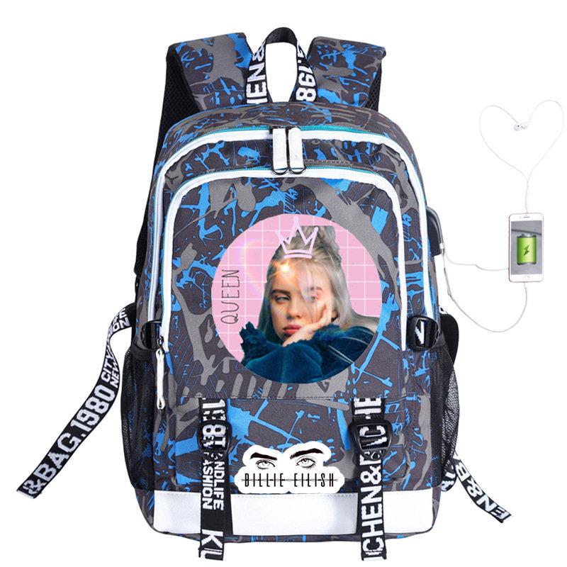 Fashion Billie Eilish Book Bag Casual Stylish Backpack for Women Men Girls Travel - mihoodie
