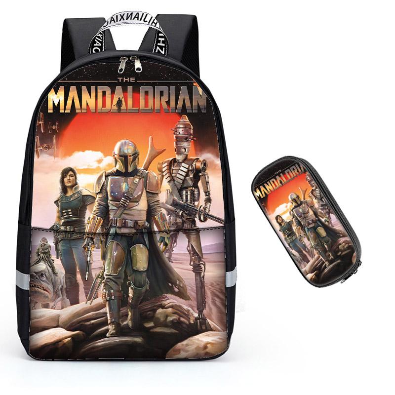 The Mandalorian 3D School Bag Backpack With Lunch bag Pencil Case Three-piece Set - mihoodie