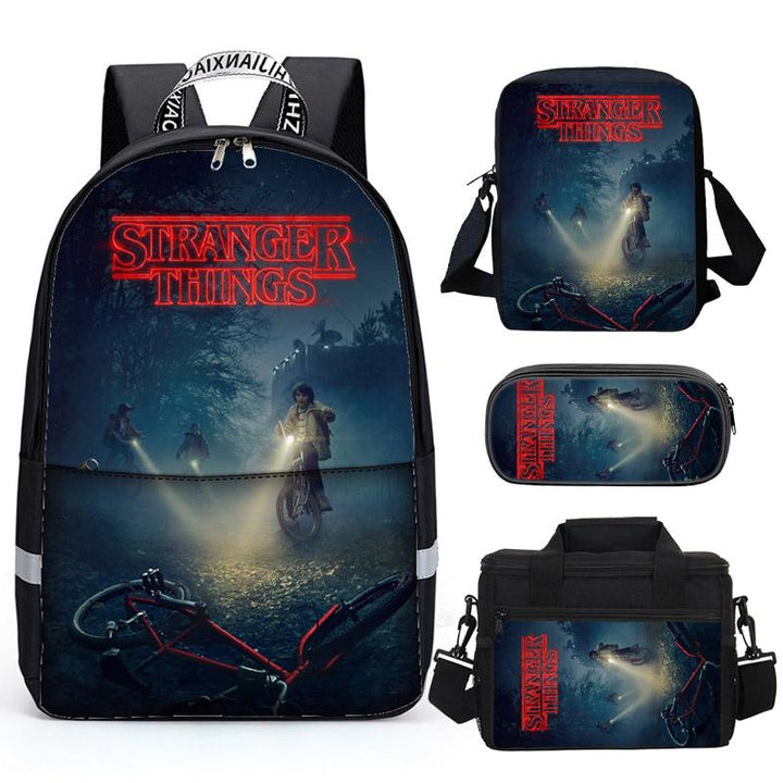Casual 3D Stranger things Printed School Backpacks for Kids Boy Girls Lightweight Backpack Bookbags Set - mihoodie