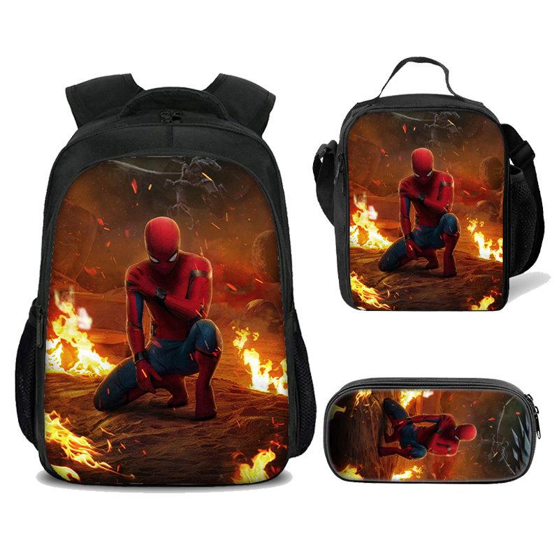 Spider Man  3D  School  Backpack With Lunch bag Pencil Case - mihoodie