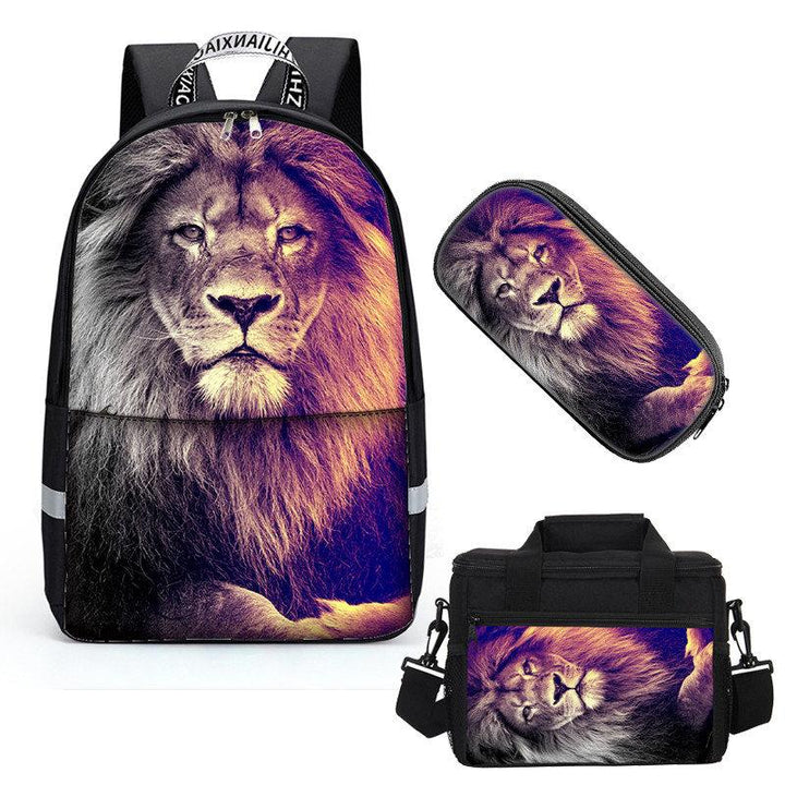Lion  Student  Bookbag Lightweight Laptop Bag with Shoulder Bags and Pen Case for Teen Boys and Girls - mihoodie