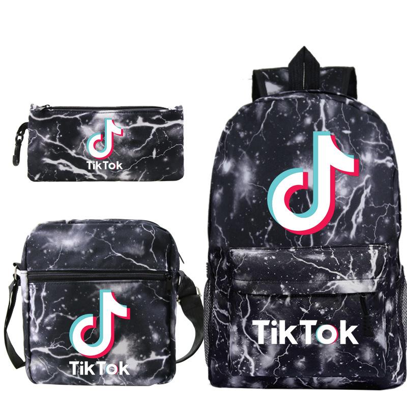 Tik Tok School Backpack for Boys Girls School Bookbag 3 in 1 Backpack Set with Lunch Bag and Pencil Case - mihoodie