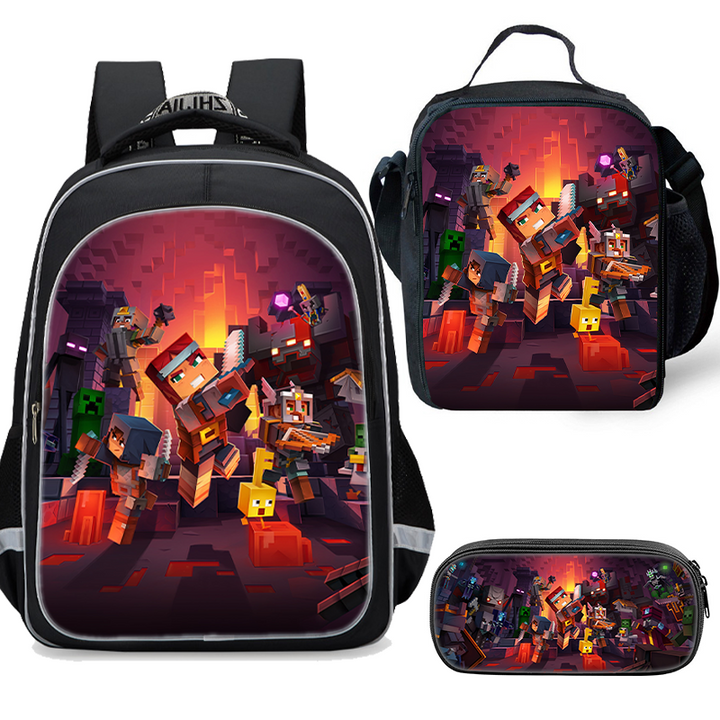 Minecraft Dungeons Backpack Lunch Bag Pencil Case - nfgoods