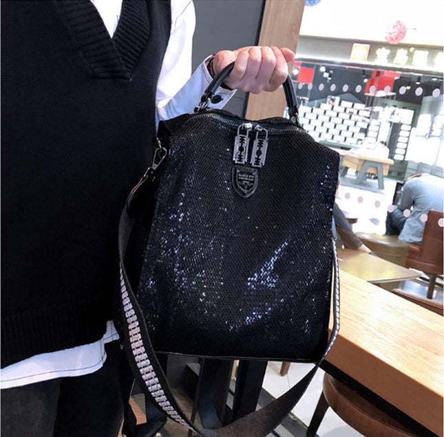 Jsvery 2022 Mesh Netting Iridescent Paillette Backpack Women High Quality Sparkle Shiny Daily School Bag Female Female Bagpack Shoulder Bag - mihoodie