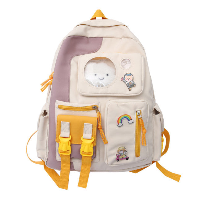 Jsvery 2022 Kawaii Fashion Women Backpack Leisure Girl Travel Bagpack Cute School Bag for College Waterproof Female Laptop Mochila - mihoodie