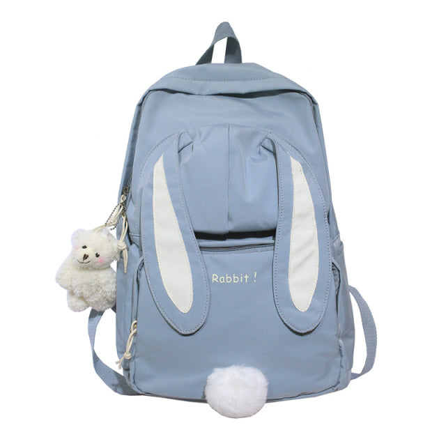 Jsvery 2022 Cute Rabbit Girl School Backpack Female Large Capacity Kawaii Back Pack Mochila Pink Women Bagpack Nylon Cartoon Schoolbag - mihoodie
