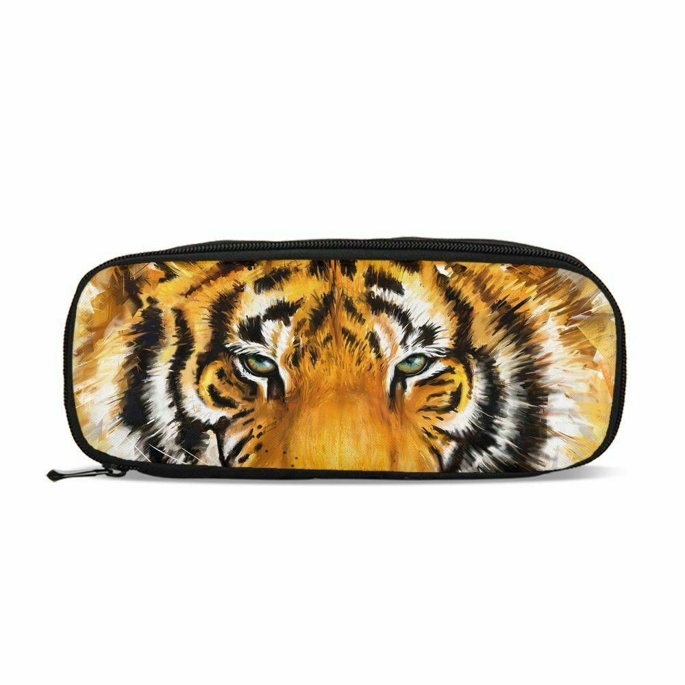 Casual Tiger Large Backpack Insulated Lunch Bags Pencil Case Boys Girls Schoolbag 4PCS - mihoodie