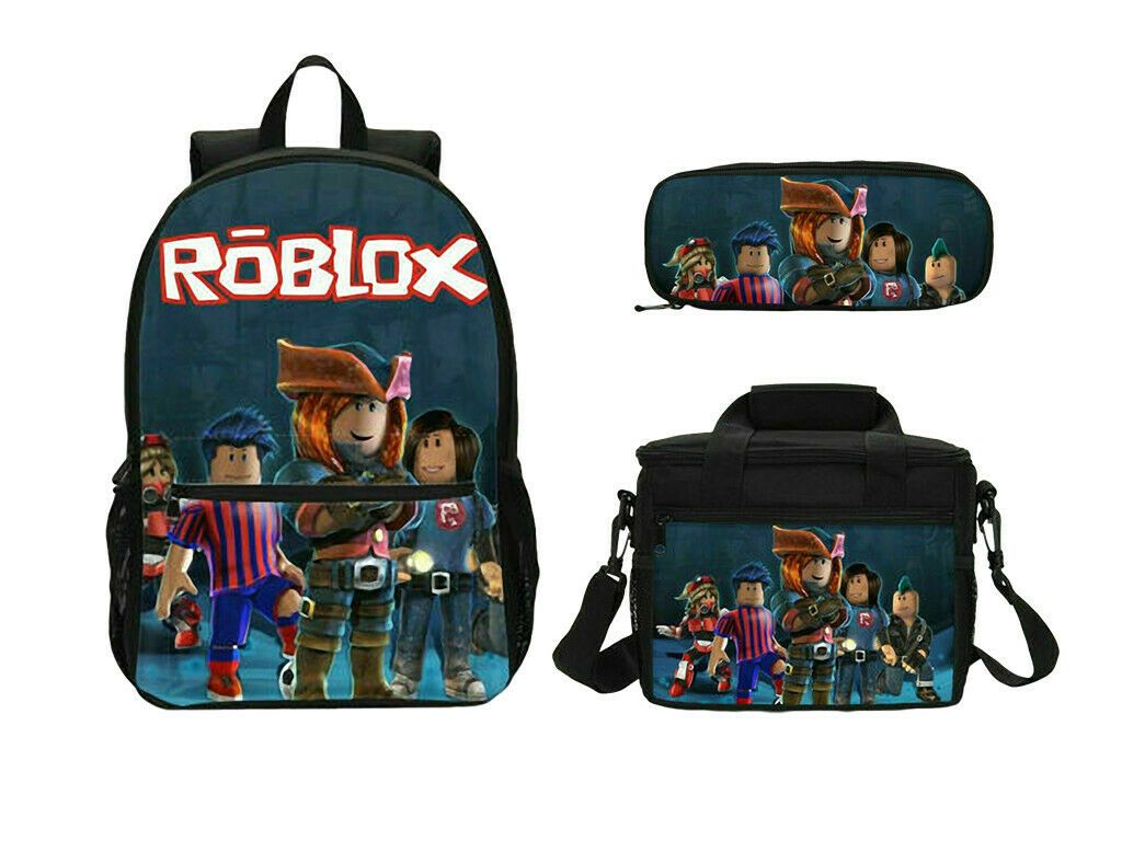 4PCS Set ROBLOX Red Kids Backpack Student Schoolbag Insulated Lunch Bag Pencil Bag - mihoodie