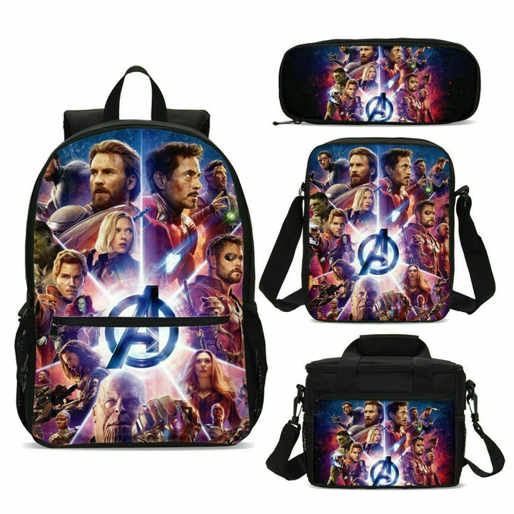Avengers Endgame School Backpack 4PCS Shoulder Bag Lunch Bag Pen Bag - mihoodie