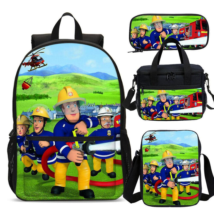 Fireman Sam Cartoon Kids Backpack Large Capacity 3D Printed Kids School Backpack Cool Bookbag 4PCS - mihoodie