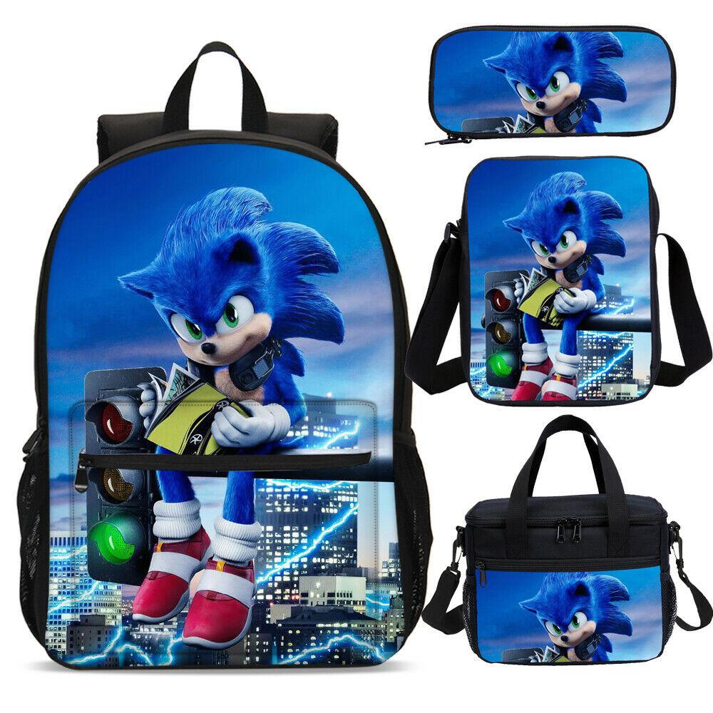 Casual Sonic the Hedgehog Read Book Kids School Backpack Lunch Bag Messenger Bag Pencil Bag - mihoodie