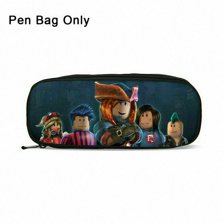 4PCS Set ROBLOX Red Kids Backpack Student Schoolbag Insulated Lunch Bag Pencil Bag - mihoodie