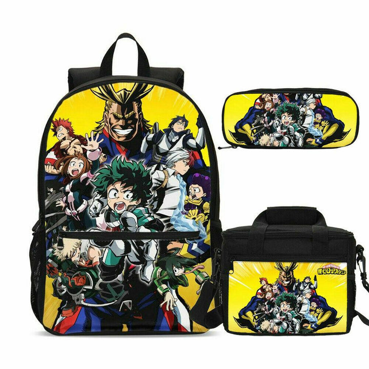My Hero Academia Backpack for School Boys Girls School Bookbag Set Travel Daypack  - mihoodie