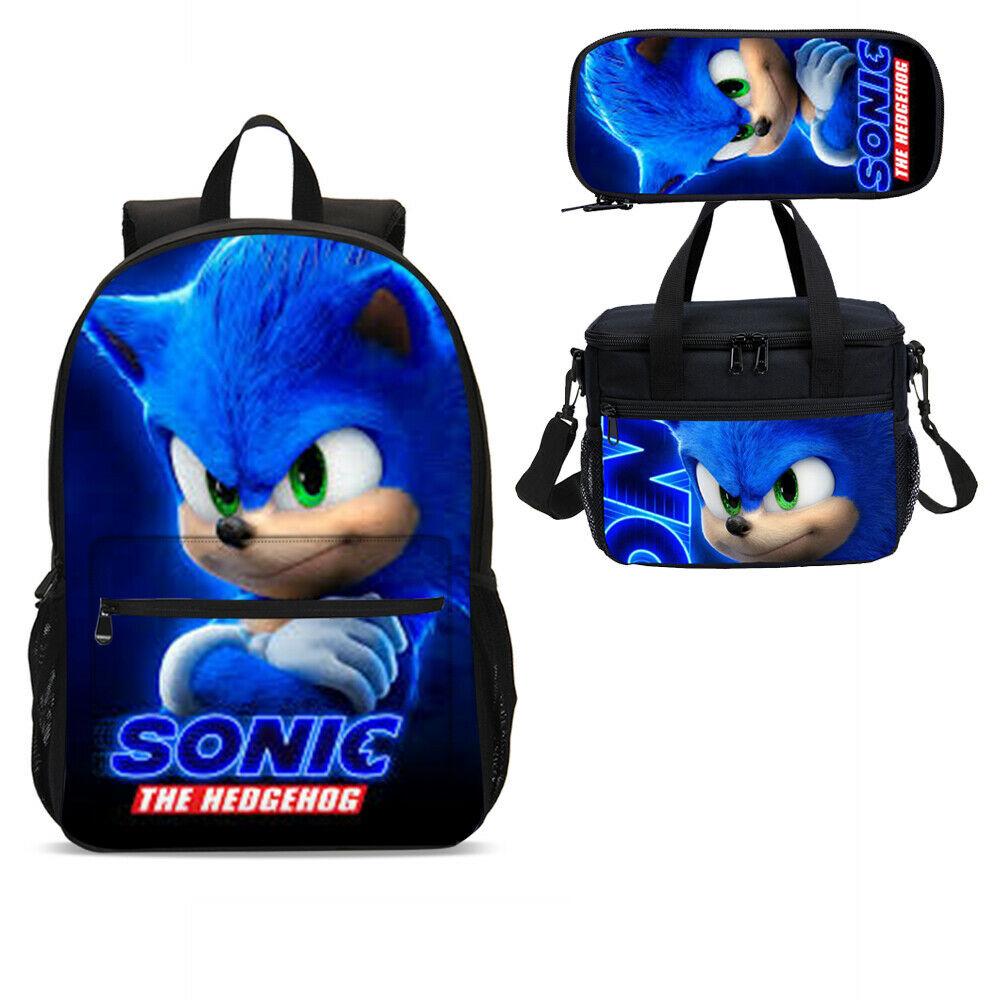 Casual Stylish Sonic The Hedgehog Kids Backpack Lunch Box Sling Bag Pen Case - mihoodie