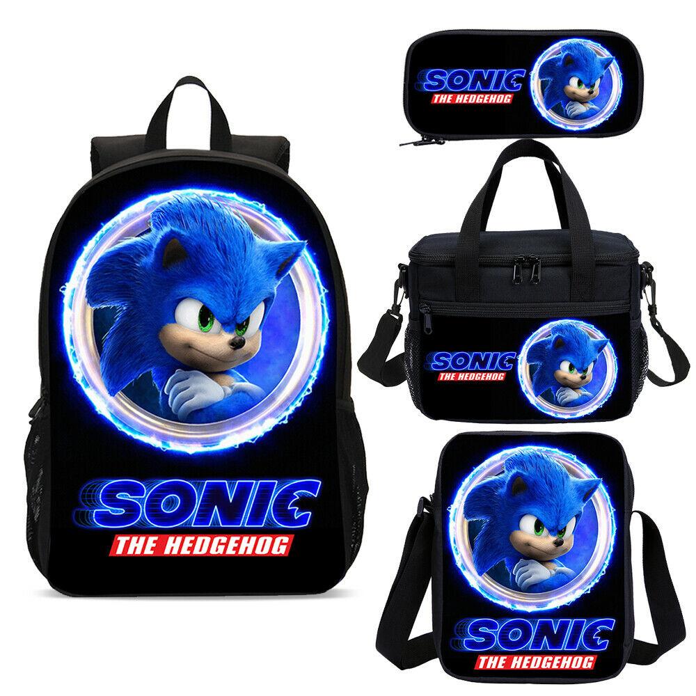 Casual Sonic the Hedgehog 3D School Backpacks for Kids Boy Girls Lightweight Backpack Bookbags 4PCS - mihoodie