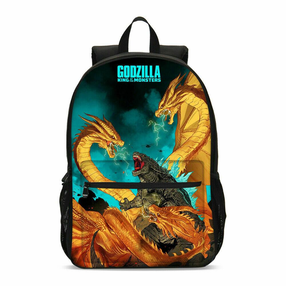 Unisex Godzilla VS King Ghidorah Student Schoolbag Backpack-Kids Lunch Bag Pencil Bag 4PCS - mihoodie