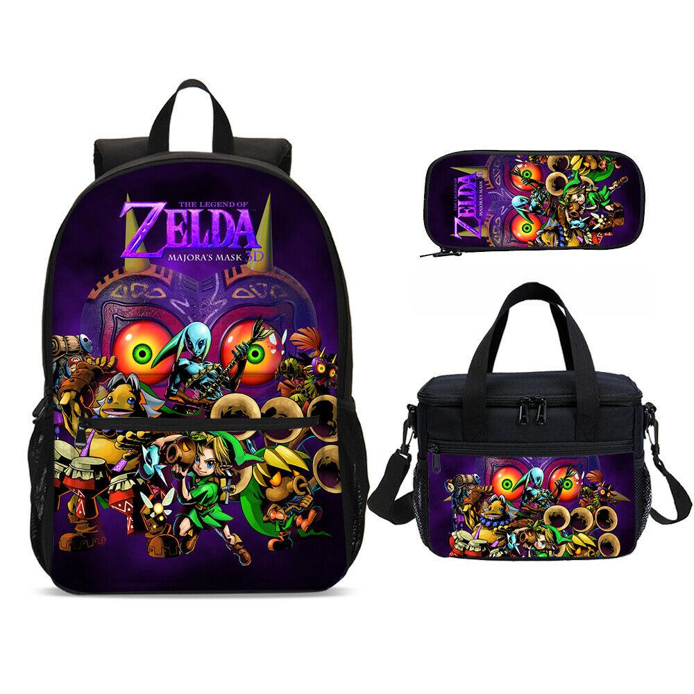Zelda Kids Book Backpack Large Schoolbag Set Insulated Lunch Shoulder Pen Bag - mihoodie