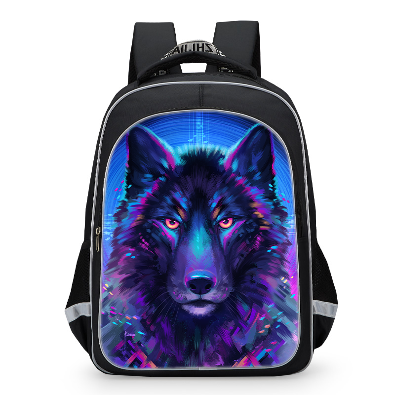 Wolf Print School Backpack - mihoodie