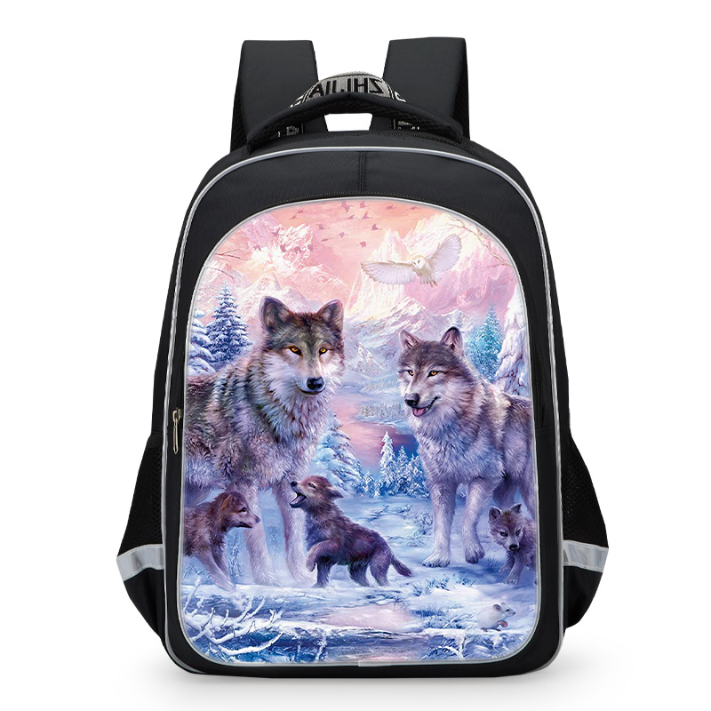 Snow Wolf Family   Backpack Lunch Bag Pencil Case - mihoodie